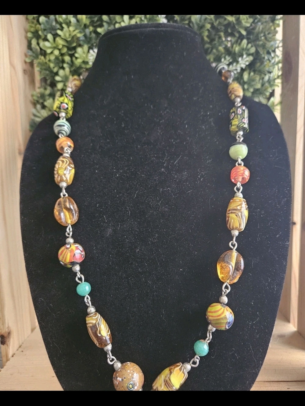 Funky Handmade Glass Beads Eclectic Necklace